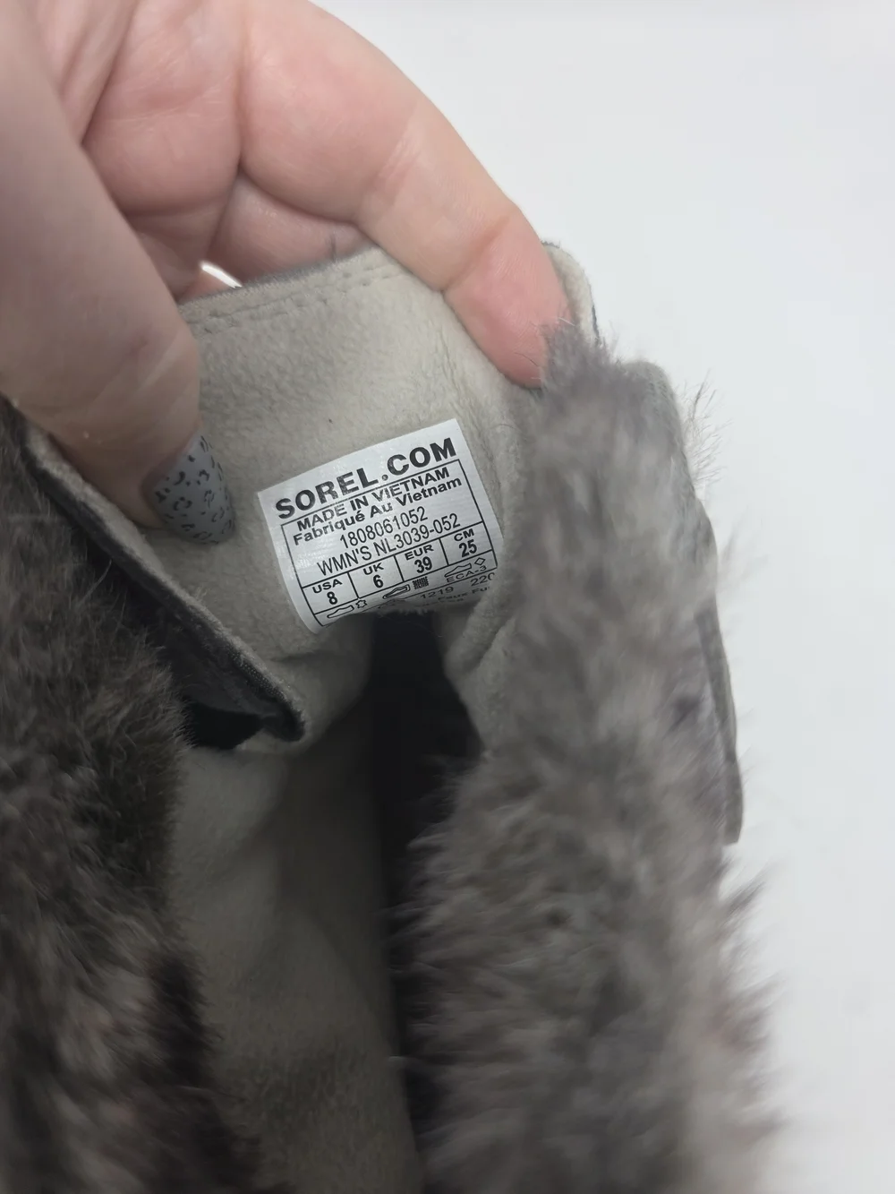 SOREL Whitney Short Lace Waterproof Boots Womens 8 Grey Faux Fur Winter
